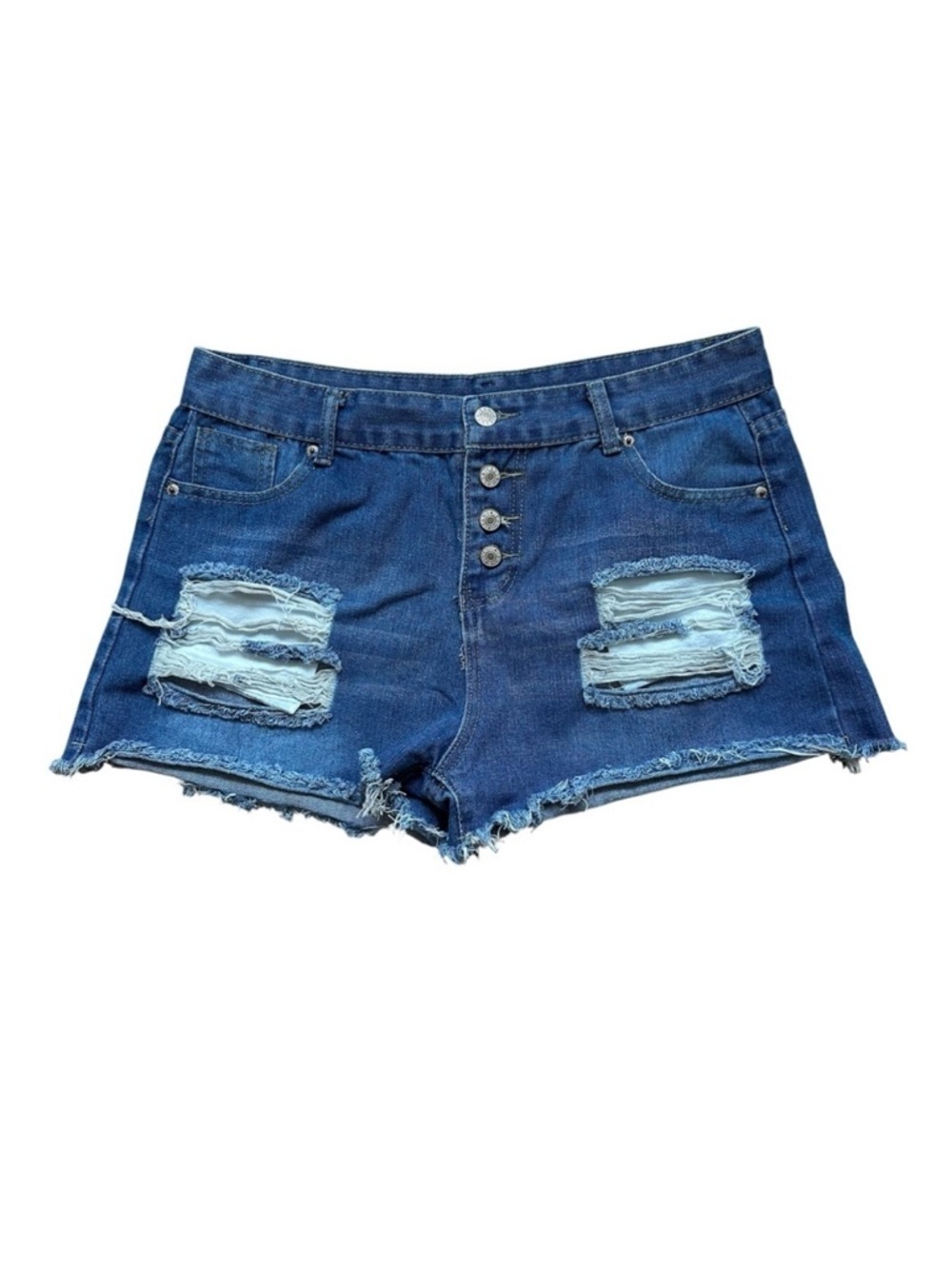 Distressed Denim Jorts High Waist Daisy Dukes Cutoff Jean Shorts Retro Cowgirl - Picture 2 of 8